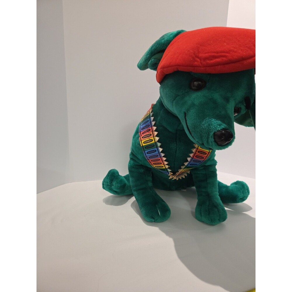 Vtg 24" Nanco 2000 Bright Green Chihuahua Plush Dog Crayon Bandolier Red Beret - Picture 3 of 12